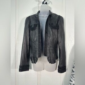 Joseph Israel Black Lamb Leather Jacket Size Small EUC